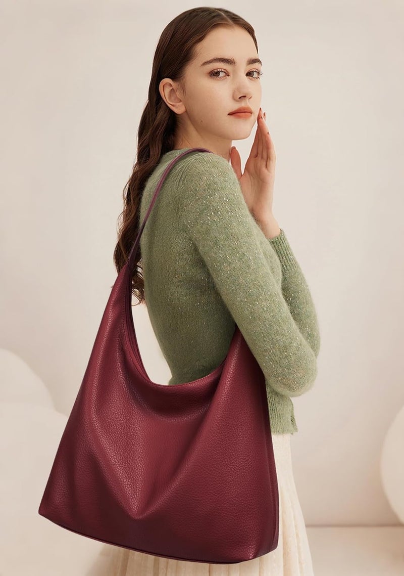 KALIDI Casual Tote Bag Vegan Leather Hobo Zipper Work Bag Weekender Shoulder for Women Shoulder Travel Purse - Image 2